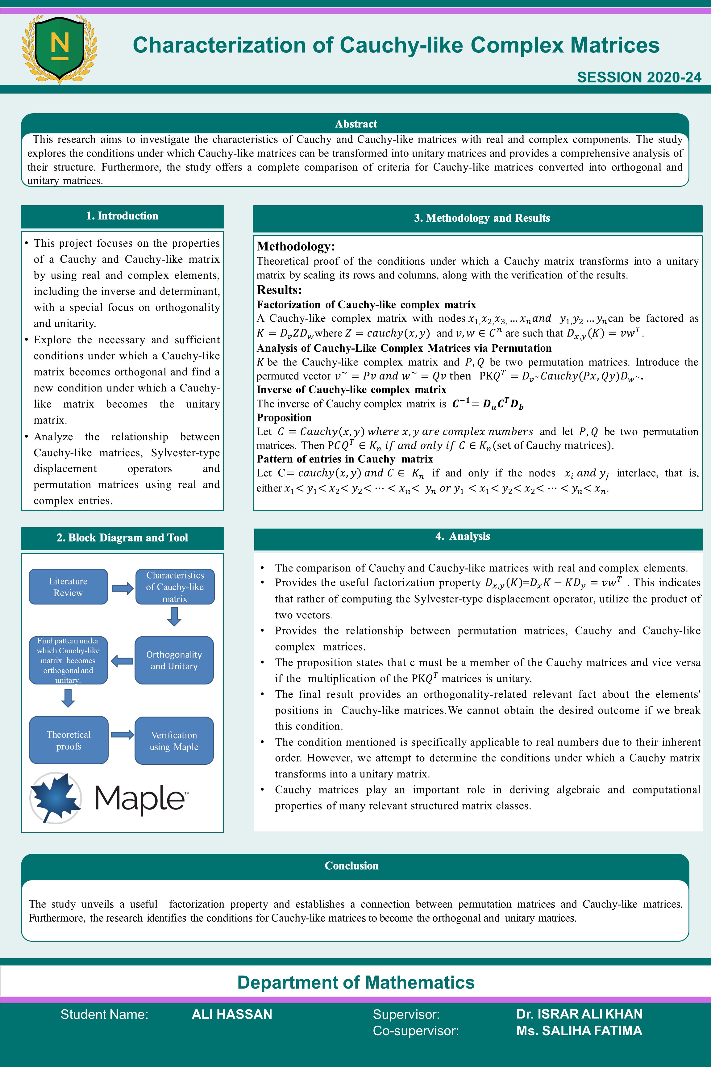 Characterization of Cauchy-like Complex Matrices